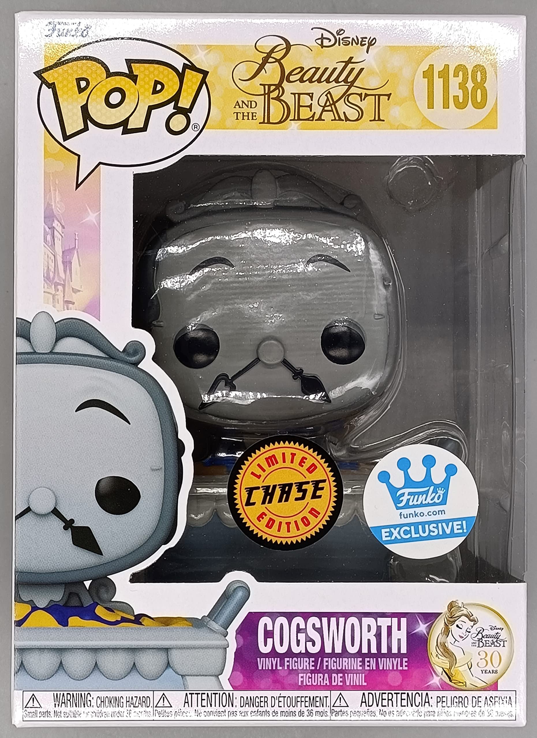 1138 Cogsworth (in Cobbler Pan) B&W Chase Disney Beauty and the Beast Funko POP - Box Damaged