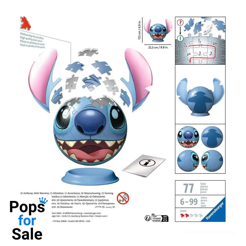 Lilo & Stitch 3D Puzzle Ball with Ears Stitch (77 pieces)
