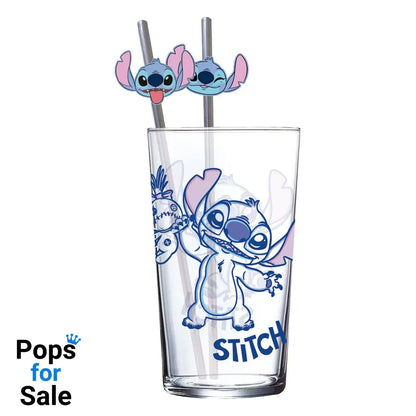 Lilo & Stitch Glass Tumbler with Straws Stitch 485 ml Kitchen- and Tableware