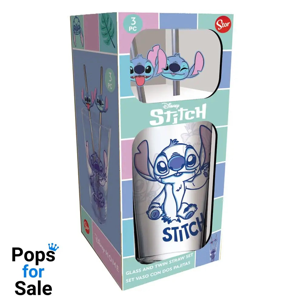 Lilo & Stitch Glass Tumbler with Straws Stitch 485 ml
