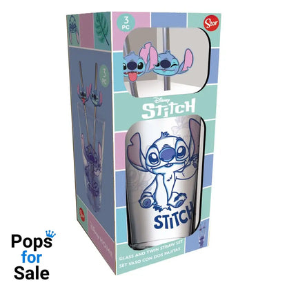 Lilo & Stitch Glass Tumbler with Straws Stitch 485 ml