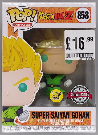 #858 Super Saiyan Gohan (Teenage) Glow Dragon Ball Z Box Damaged Funko POP