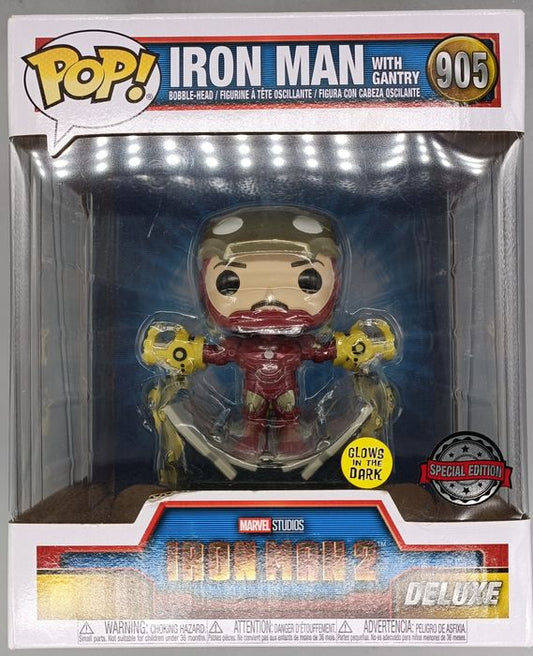#905 Iron Man (with Gantry) Deluxe Metallic Glow Marvel IM2 Funko POP