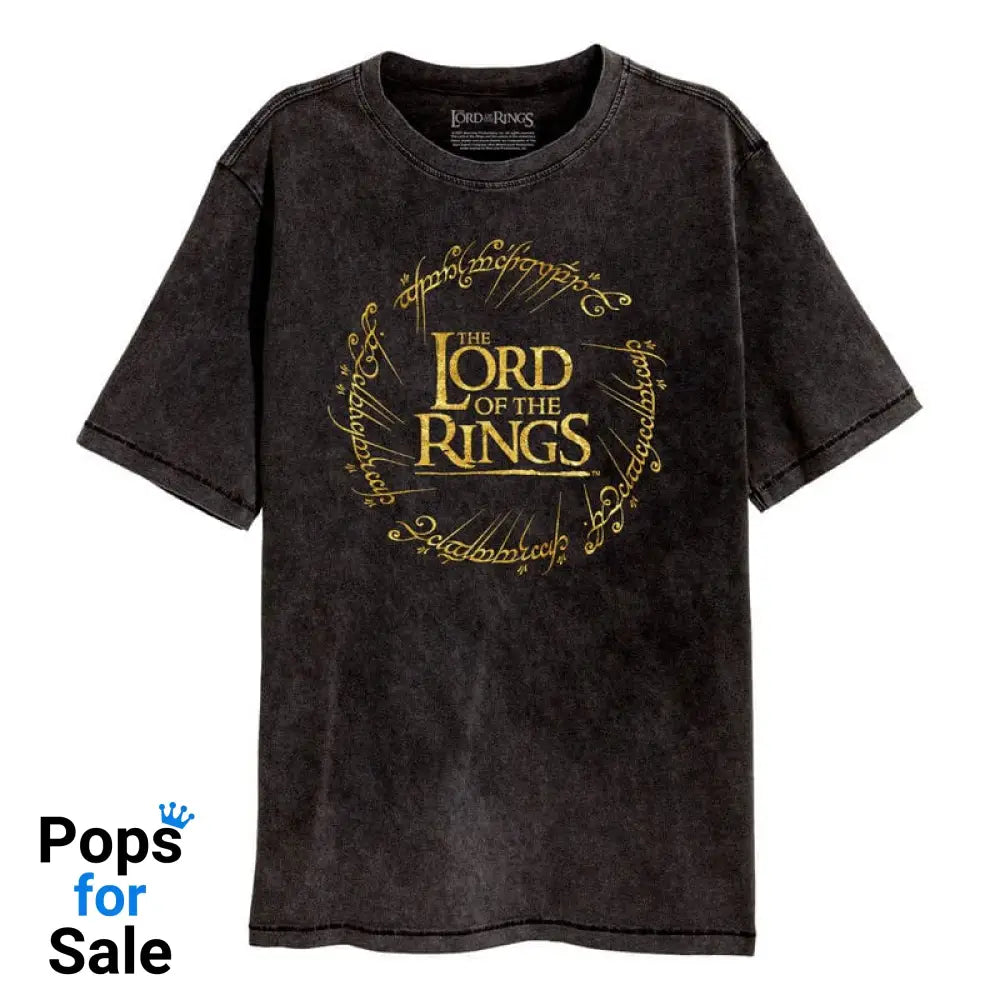 Lord Of The Rings T-Shirt Gold Foil Logo Size XL