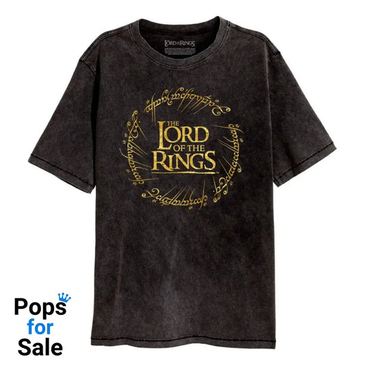 Lord Of The Rings T-Shirt Gold Foil Logo Size XL