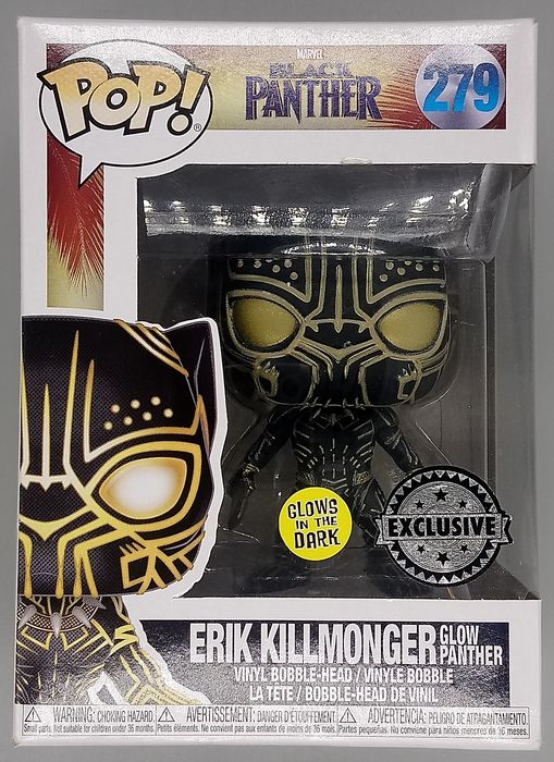 279 Erik Killmonger (Panther) - Glow Marvel - Black Panther Box Damaged Funko POP