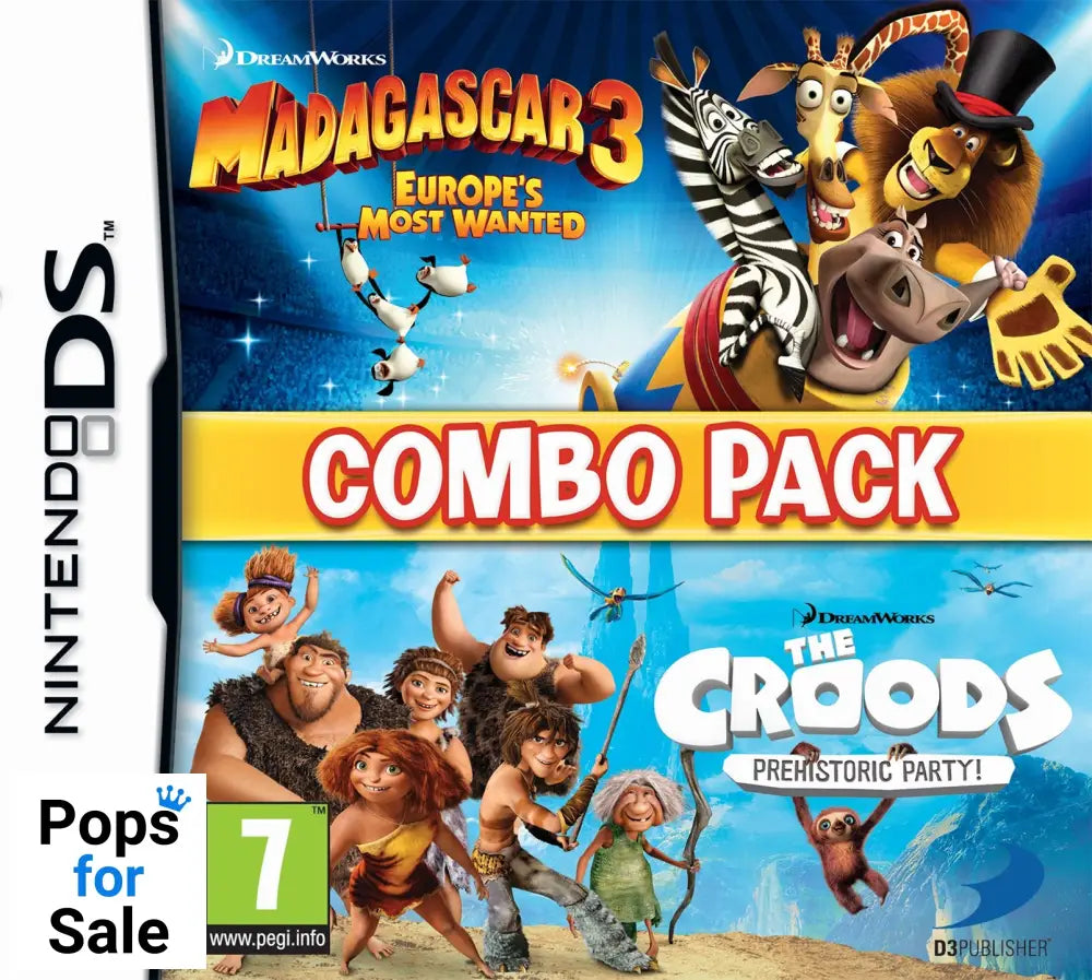 Madagascar 3 & The Croods Prehistoric Party Combo Pack for the Nintendo DS/3DS