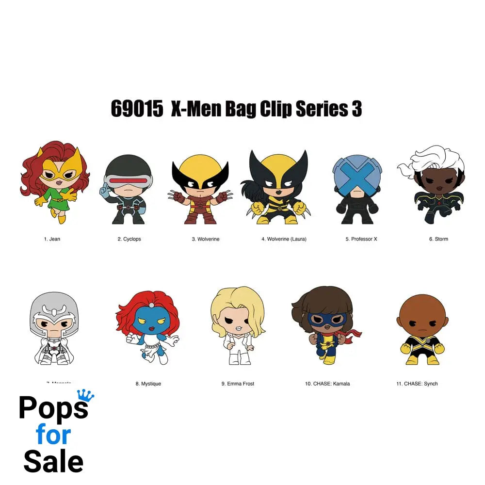 Marvel 3D Foam Bag Clips X-men Classic Series 3 Display (24) Keyrings