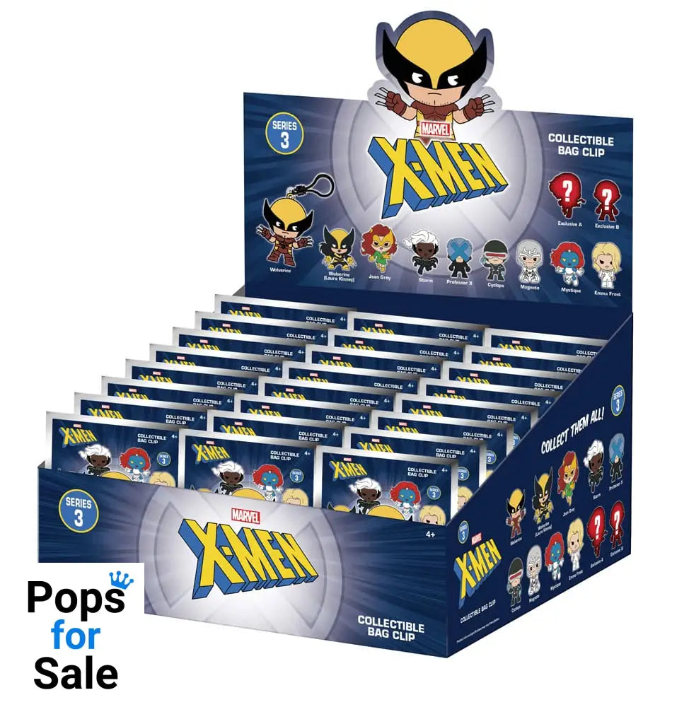 Marvel 3D Foam Bag Clips X-men Classic Series 3 Display (24)