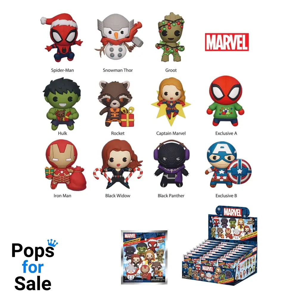 Marvel 3D PVC Bag Clips Marvel Christmas Series 1 Display (24)