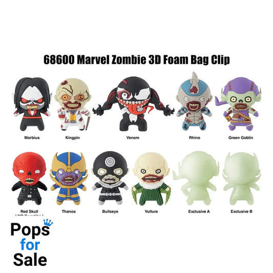 Marvel 3D PVC Bag Clips Series 1 Zombies Display (24) Keyrings