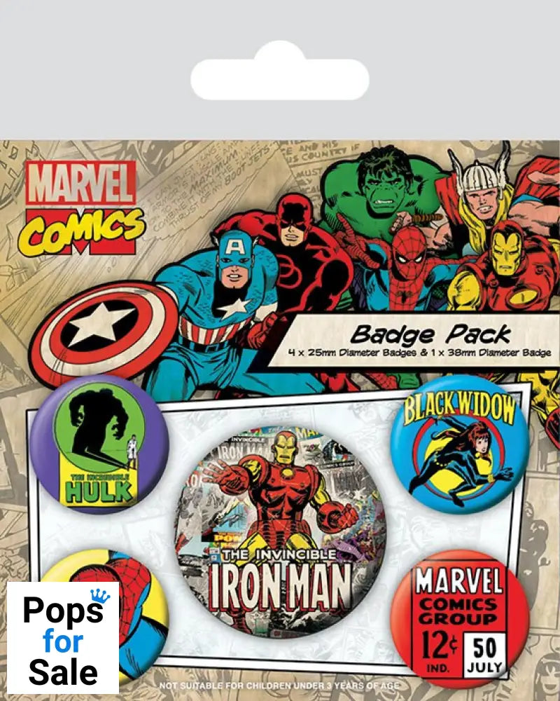 Marvel Comics Pin-Back Buttons 5-Pack Iron Man