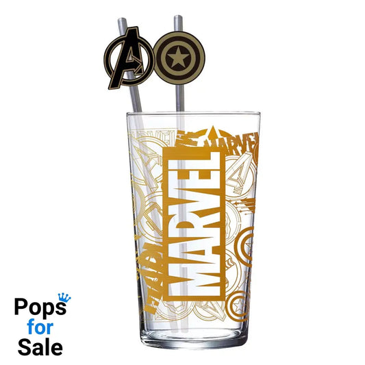 Marvel Glass Tumbler with Straws Logo & Avengers 485 ml Kitchen- and Tableware