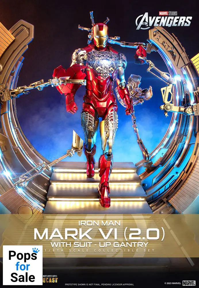 Marvel's The Avengers Movie Masterpiece Diecast Action Figure 1/6 Iron Man Mark VI (2.0) with Suit-Up Gantry 32 cm