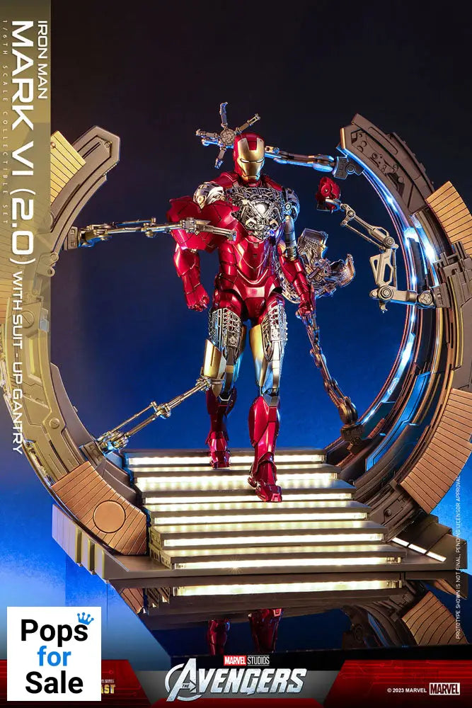 Marvel's The Avengers Movie Masterpiece Diecast Action Figure 1/6 Iron Man Mark VI (2.0) with Suit-Up Gantry 32 cm