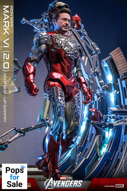 Marvel’s The Avengers Movie Masterpiece Diecast Action Figure 1/6 Iron Man Mark VI (2.0) with Suit-Up Gantry 32 cm