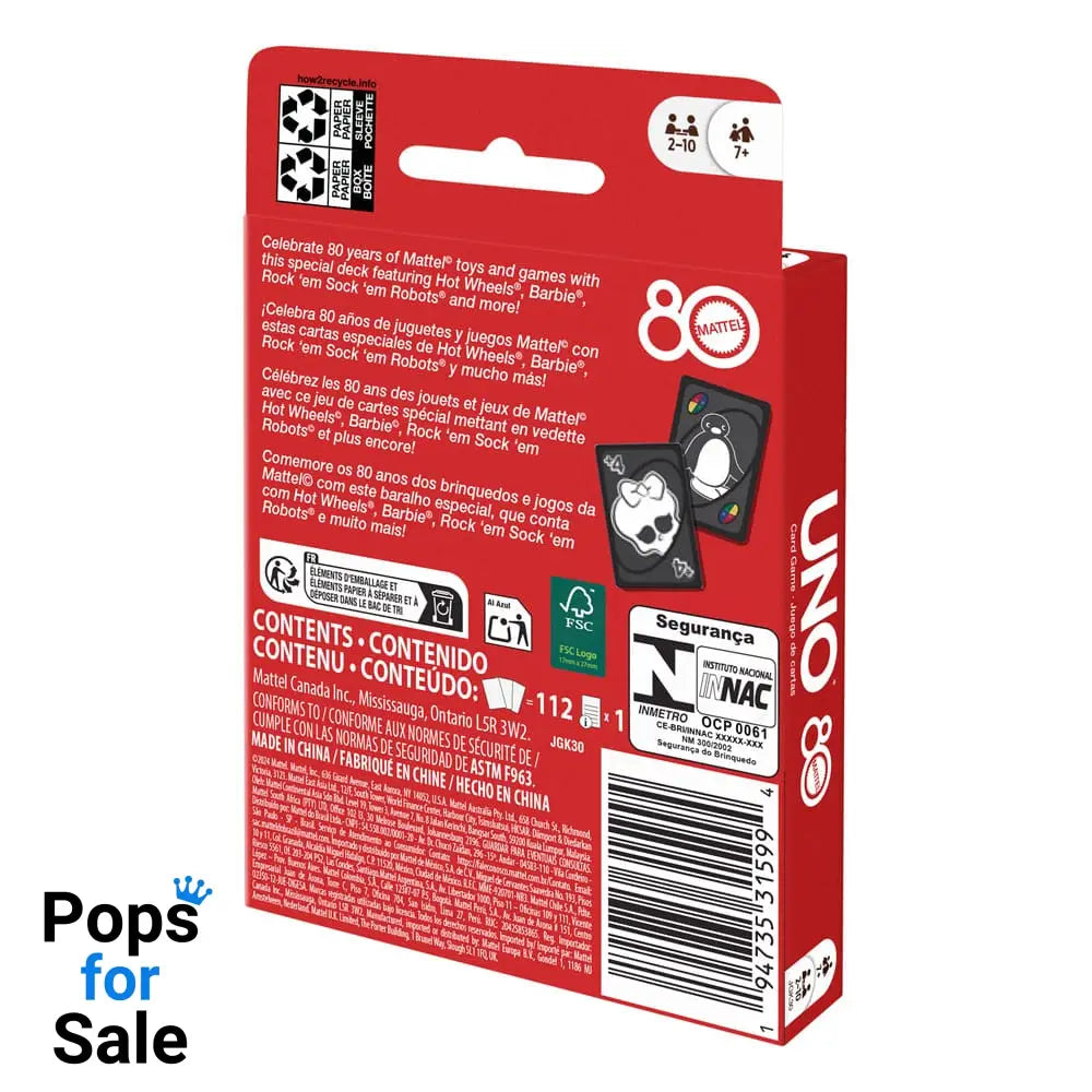 Mattel 80th Anniversary UNO Card Game Ruby Red Card Games