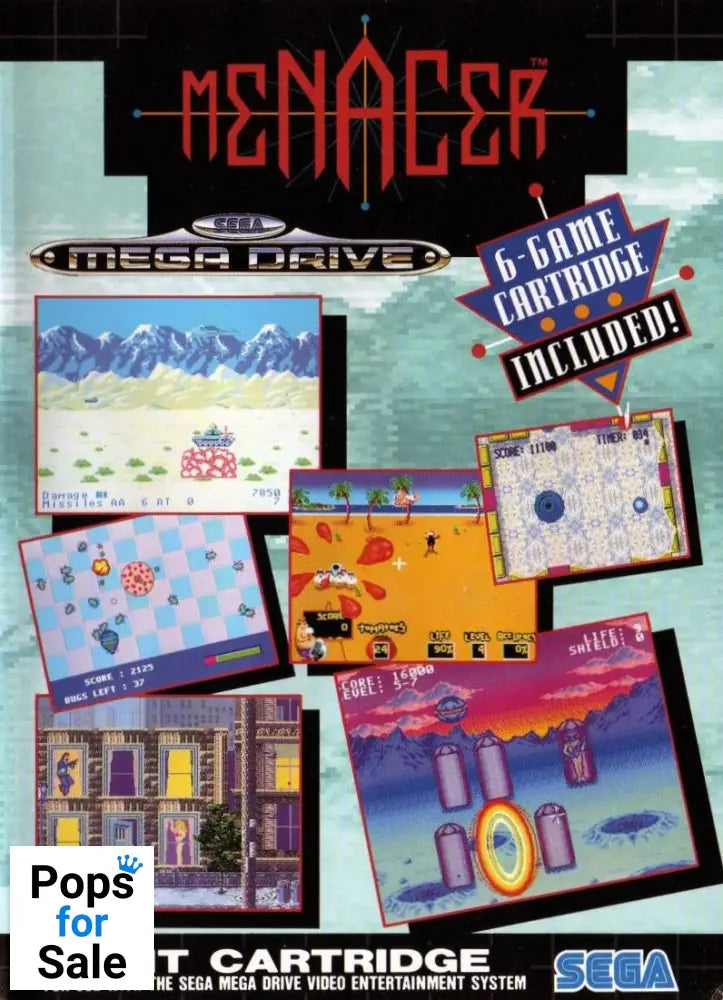 Menacer 6-game cartridge for Sega Mega Drive (MD) - [No Manual]