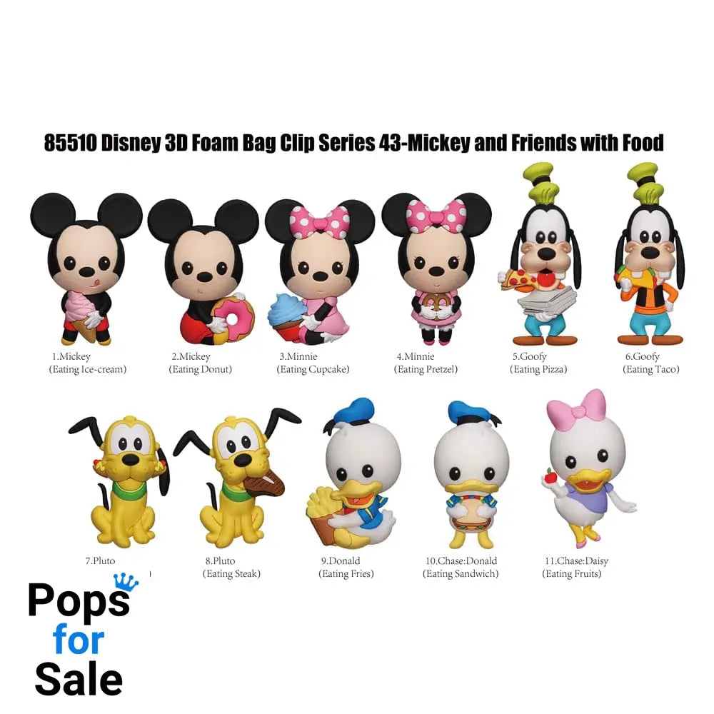 Mickey & Friends 3D PVC Bag Clips Mickey & Friends with Food Series 43 Display (24)