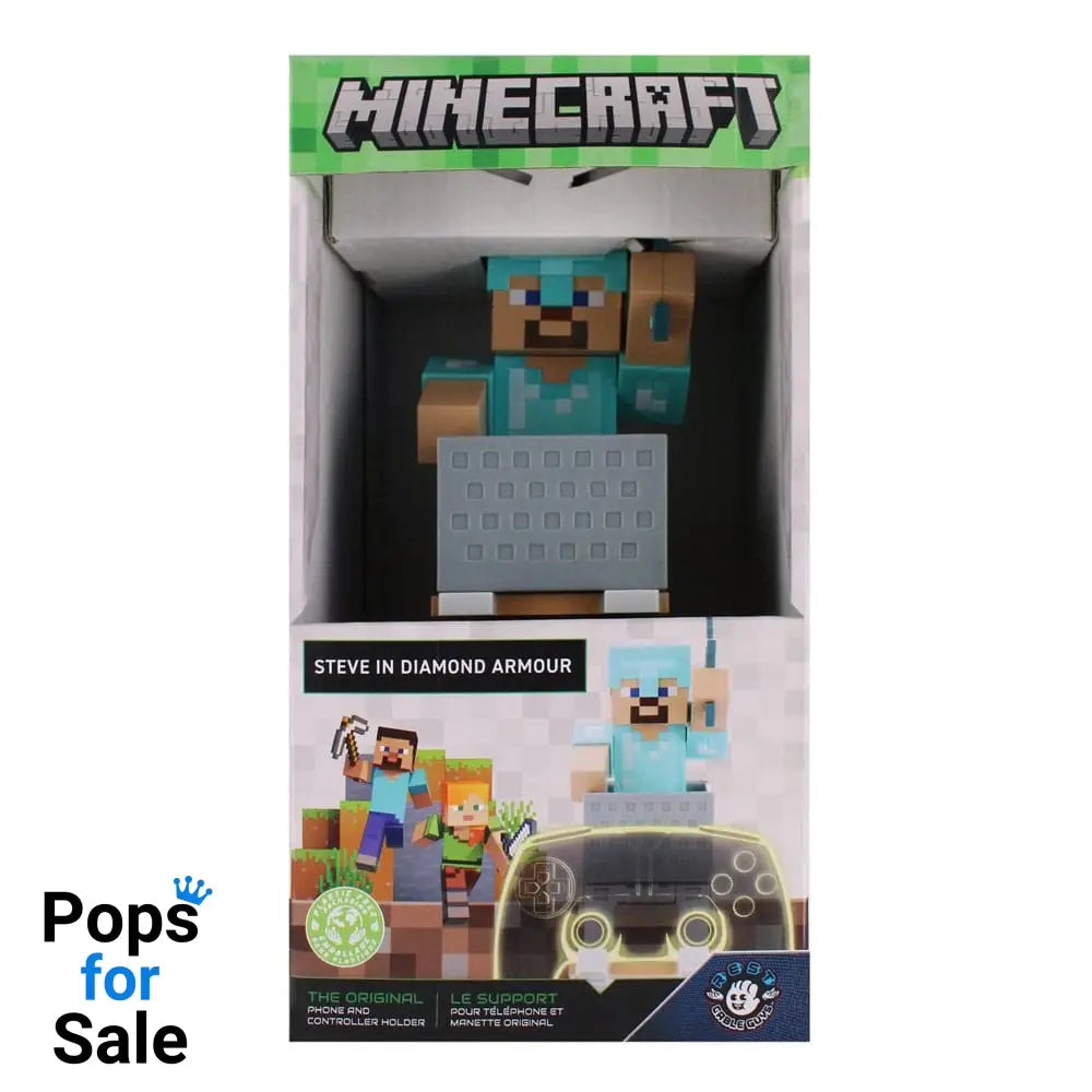 Minecraft Steve in Diamond Armour Cable Guys Controller Holder and Phone Stand 22cm