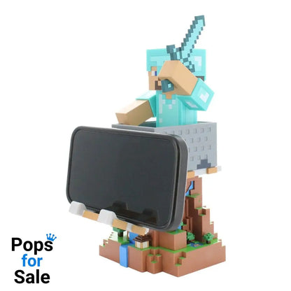 Minecraft Steve in Diamond Armour Cable Guys Controller Holder and Phone Stand 22cm