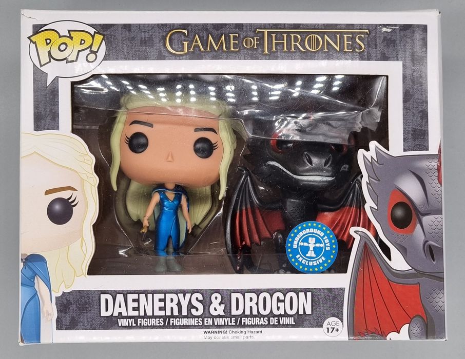 [2 Pack] Daenerys & Drogon - Metallic Game of Thrones Funko POP - Box Damaged