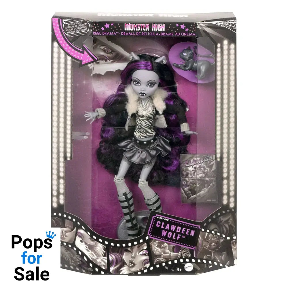 Monster High Reel Drama Doll Clawdeen Wolf in Black And White
