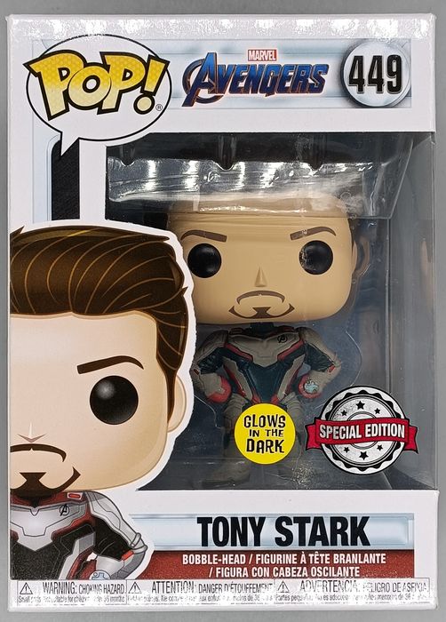 #449 Tony Stark (Team Suit) Glow Marvel Avengers En Box Damaged Funko POP