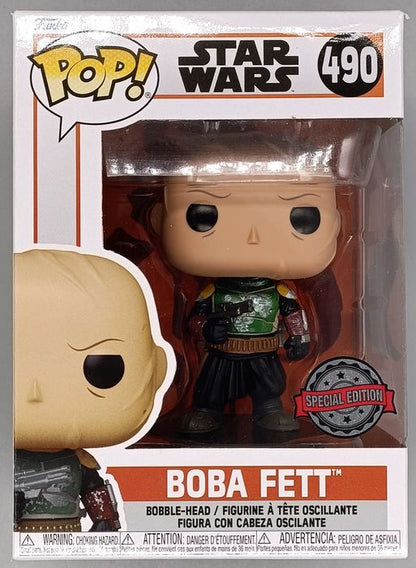 #490 Boba Fett (w/o Helmet) Star Wars The Mandalorian Box Damaged Funko POP
