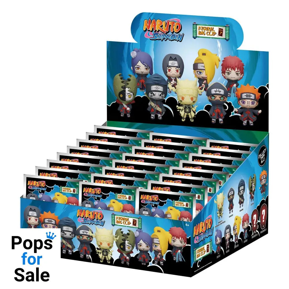 Naruto 3D Foam Bag Clips Series 7 Display (24) Keyrings,Blind Boxes