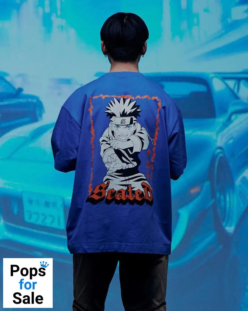 Naruto Shippuden T-Shirt Graphic Blue Size XL