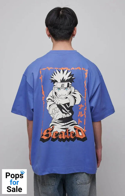 Naruto Shippuden T-Shirt Graphic Blue Size XL