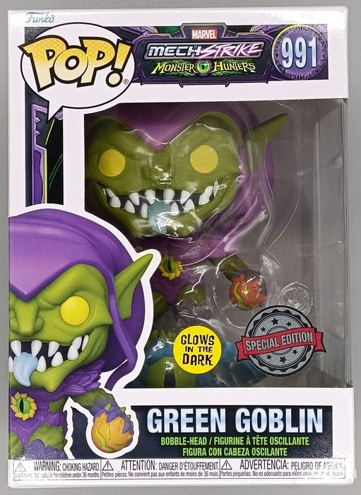 #991 Green Goblin Glow - Marvel Monster Hunters Mech Box Damaged Funko POP
