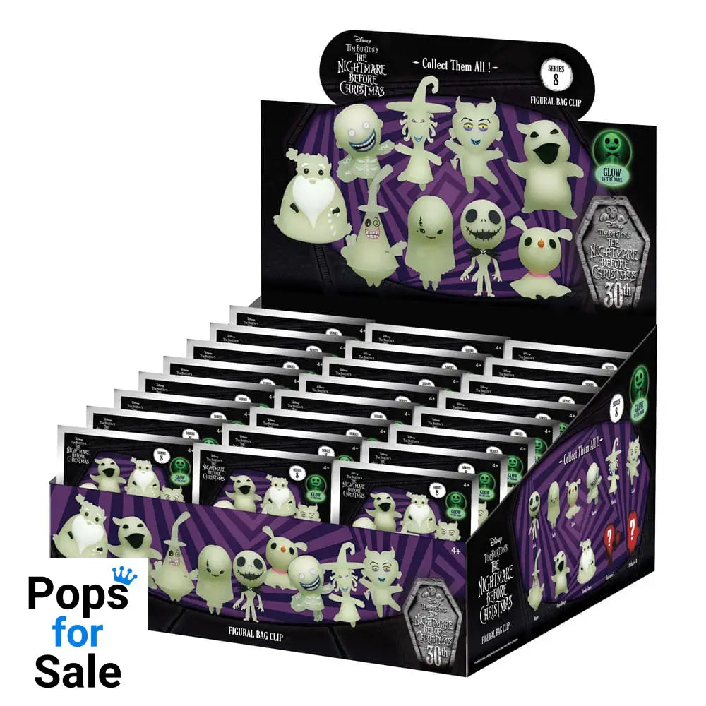 Nightmare Before Christmas 3D PVC Bag Clips Glow in the Dark Series 8 Display (24) Keyrings