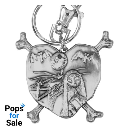 Nightmare before Christmas Metal Keychain Jack and Sally in Heart