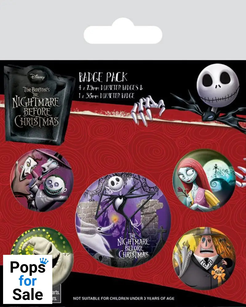 Nightmare Before Christmas Pin-Back Buttons 5-Pack Characters Pins & Brooches