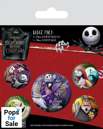 Nightmare Before Christmas Pin-Back Buttons 5-Pack Characters Pins & Brooches