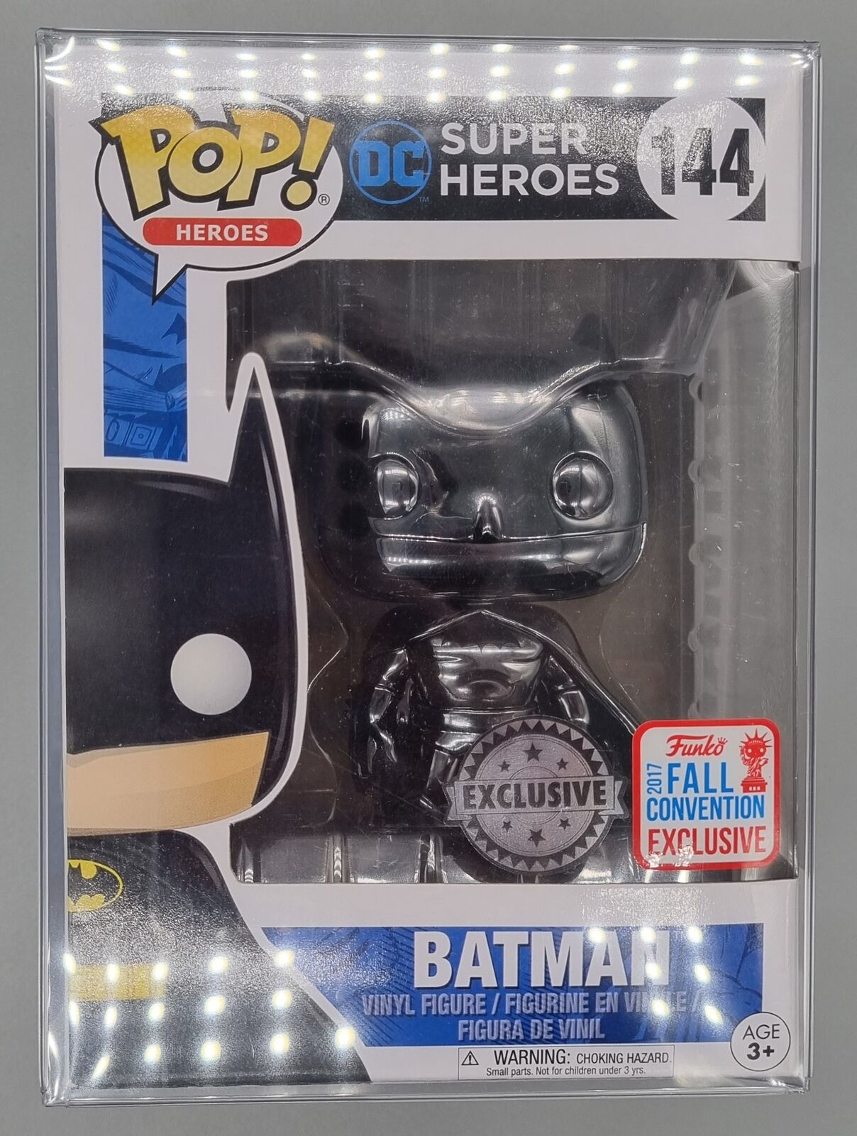 #144 Batman (Black) Chrome - DC - 2017 Con Exc Funko POP