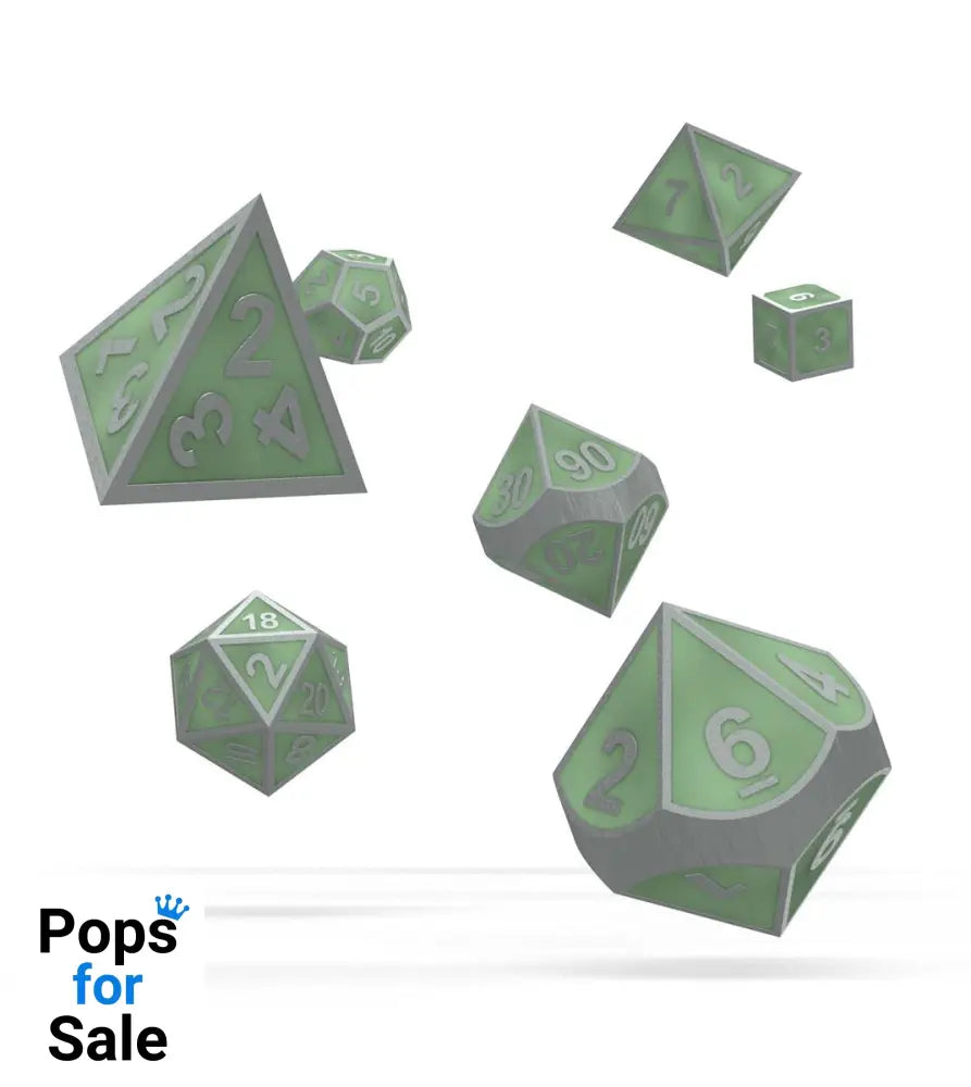 Oakie Doakie Dice RPG Set Metal Glow in the Dark - Druid’s Blaze (7) Dice