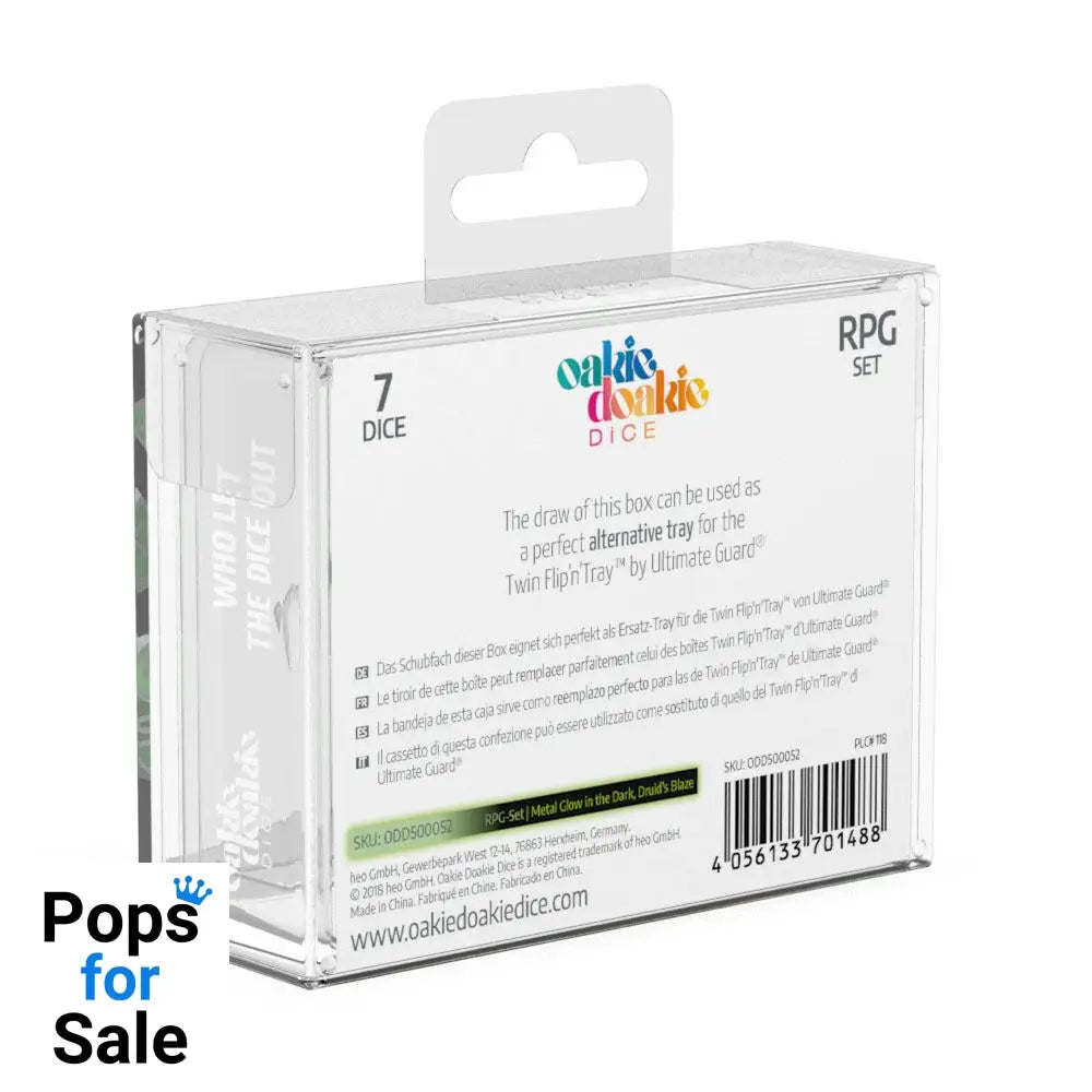 Oakie Doakie Dice RPG Set Metal Glow in the Dark - Druid's Blaze (7)