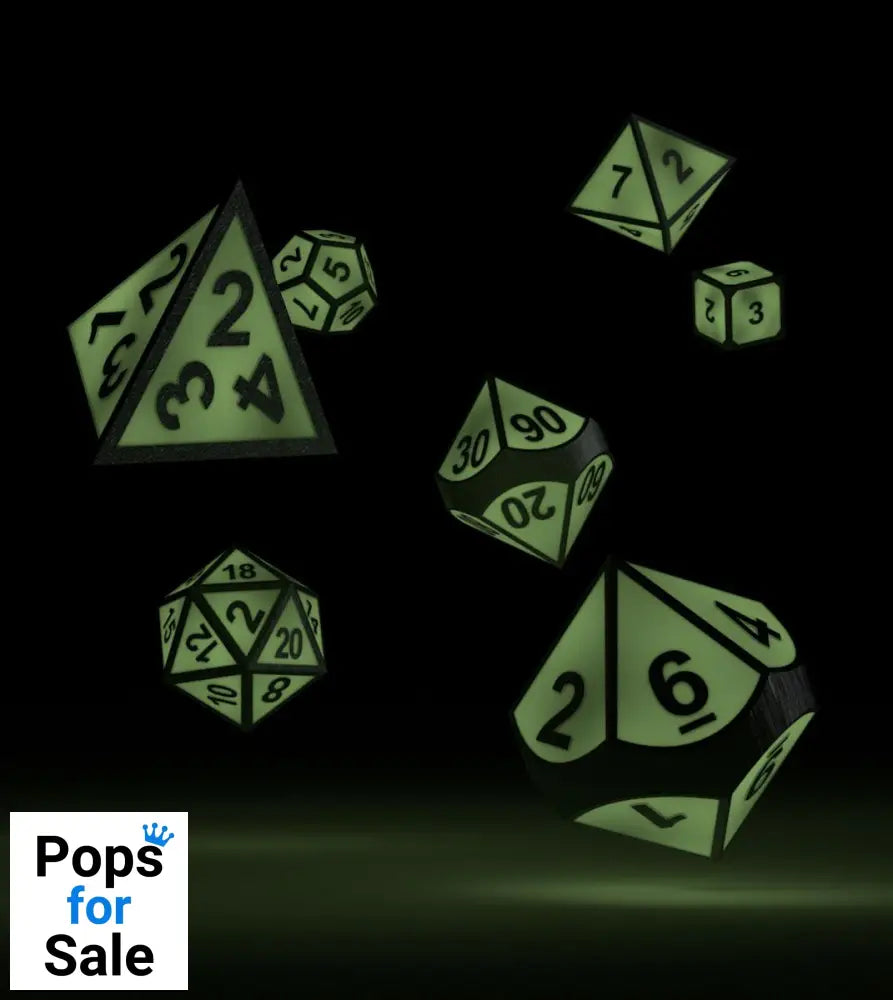Oakie Doakie Dice RPG Set Metal Glow in the Dark - Druid's Blaze (7)