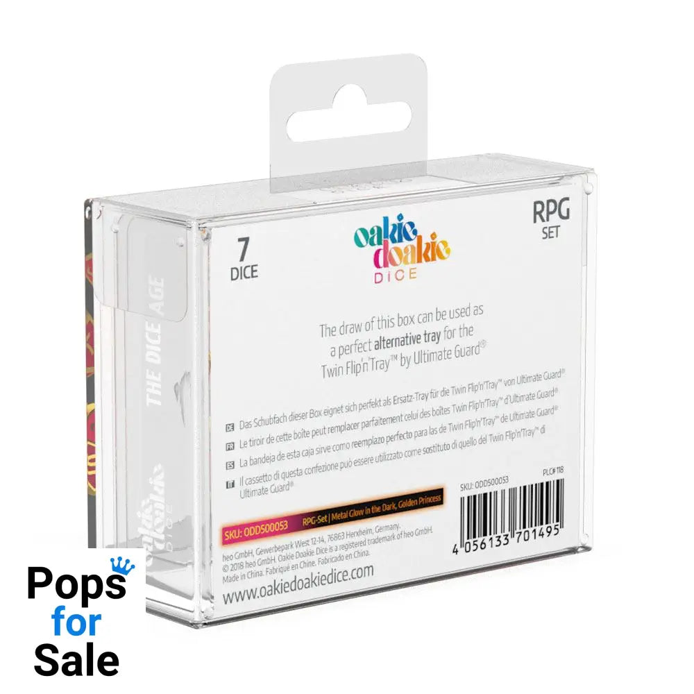 Oakie Doakie Dice RPG Set Metal Glow in the Dark - Golden Princess (7)