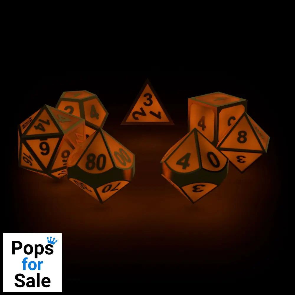 Oakie Doakie Dice RPG Set Metal Glow in the Dark - Golden Princess (7)