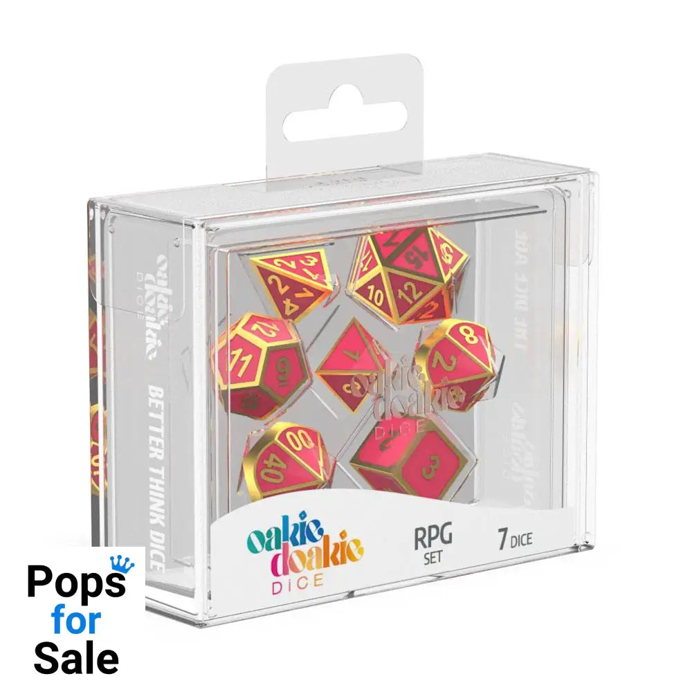 Oakie Doakie Dice RPG Set Metal Glow in the Dark - Golden Princess (7) Dice