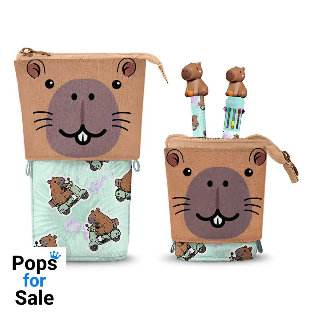 Oh My Pop! Pop Up Pencil with Multicoloured ball pen & Erasable Gel Pen Capybara Stationery