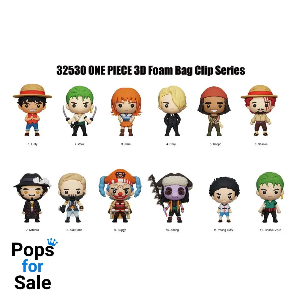 One Piece 3D PVC Bag Clips Netflix Series 1 Display (24) Keyrings,Blind Boxes