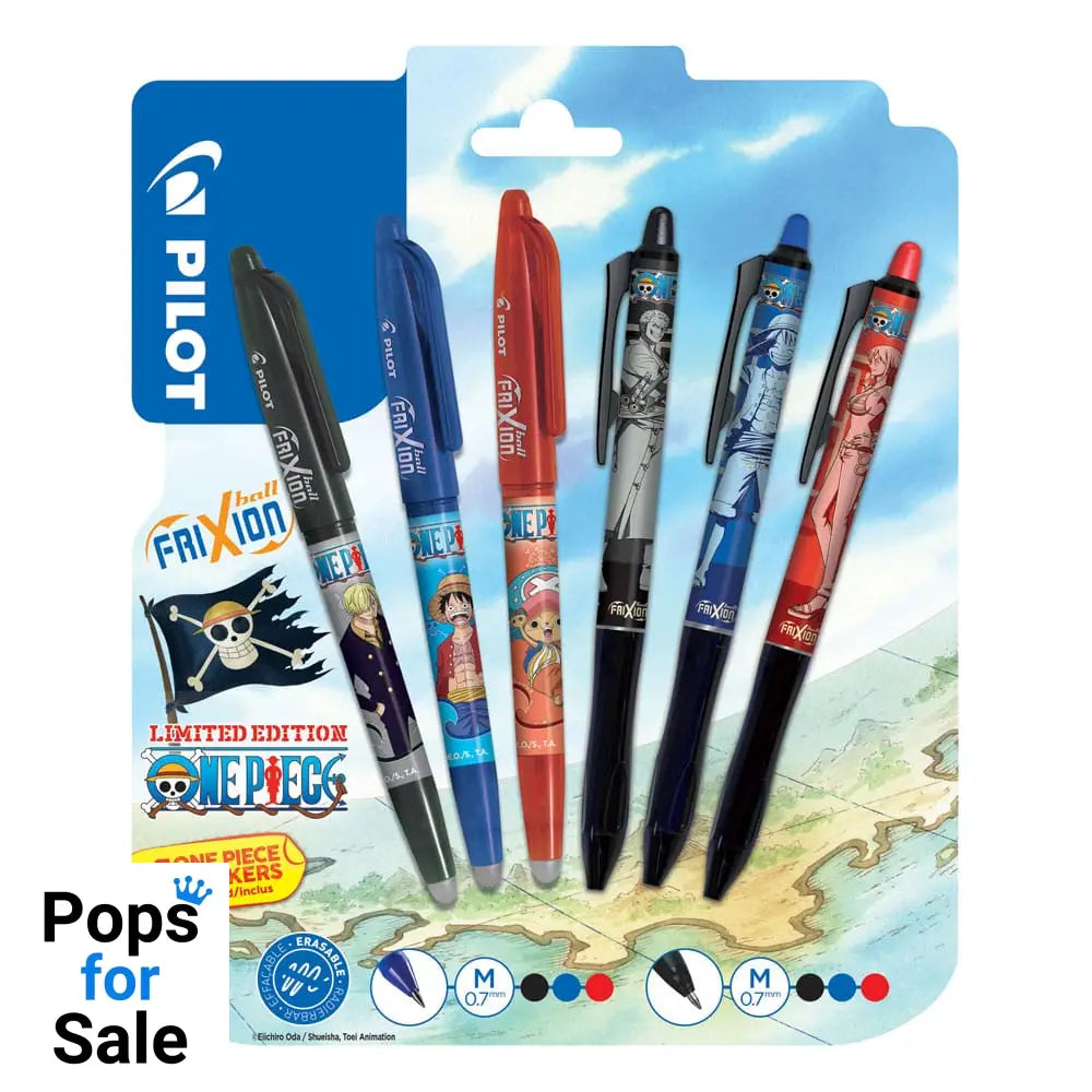 One Piece 6-pack Rollerball pen FriXion Ball & Ball+ Limited Sticker Edition LE 0.7