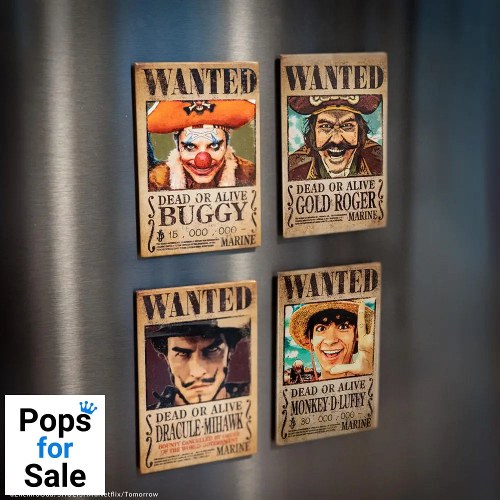 One Piece Fridge Magnet 4-Pack Wanted