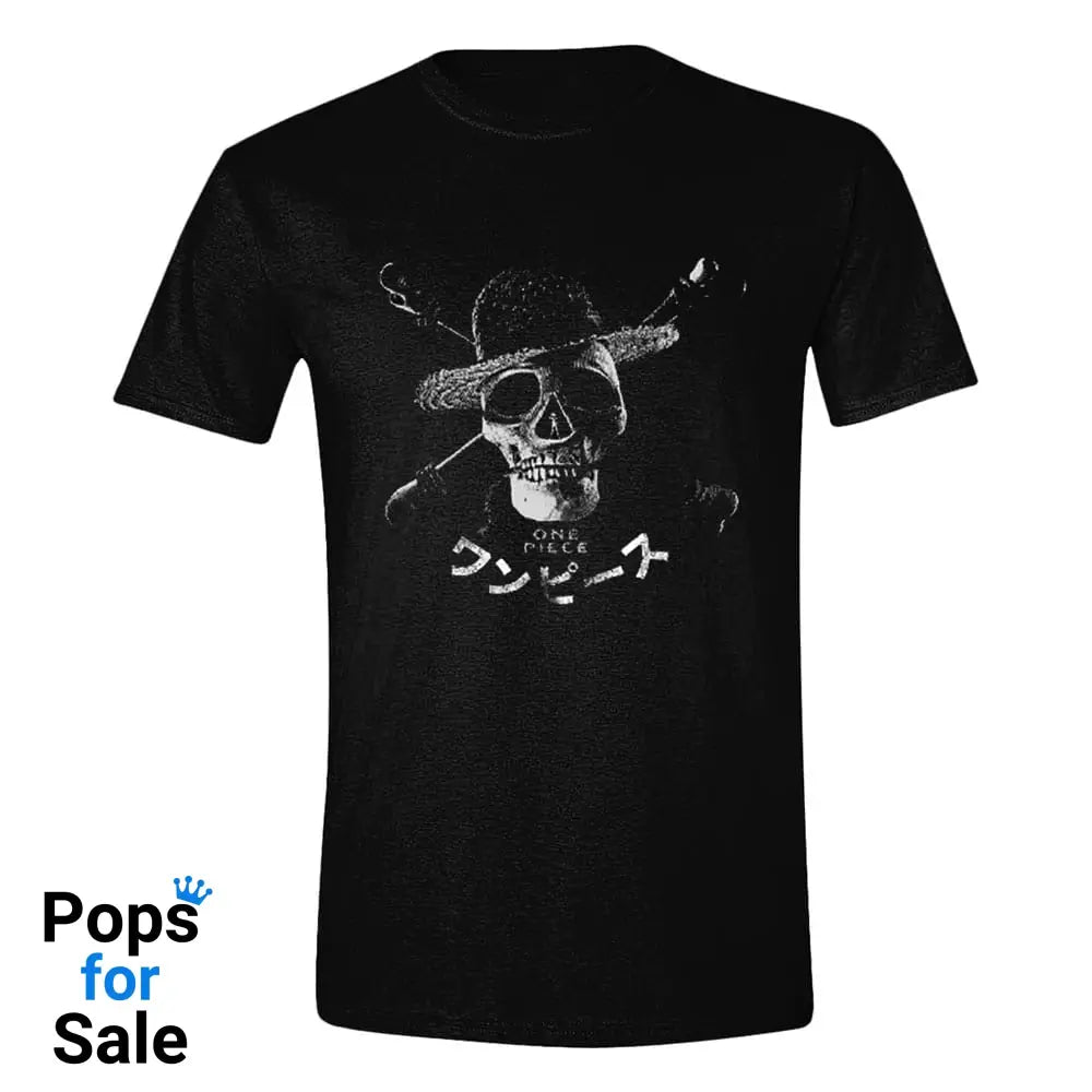 One Piece Live Action T-Shirt Greyscale Skull Size M T-shirts
