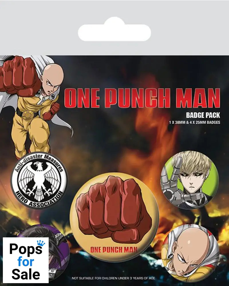 One Punch Man Pin-Back Buttons 5-Pack Destructive Pins & Brooches